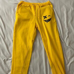 Smiley Graphic Print Yellow Sweatpants